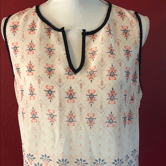 Sheer multi-color 100% polyester blouse Sz L - Picture 3 of 6